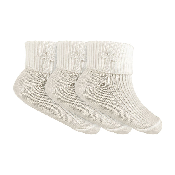 sock snob Cross Embroidery Newborn Cotton Baby Christening Socks