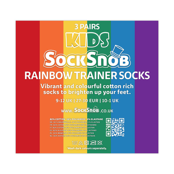 Sock Snob Kids Boys Girls Rainbow Trainer Cotton Socks Colourful Striped Socks