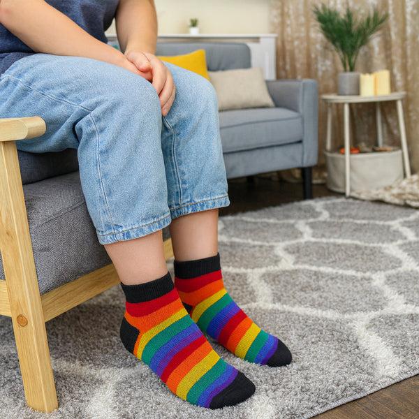Sock Snob Kids Boys Girls Rainbow Trainer Cotton Socks Colourful Striped Socks