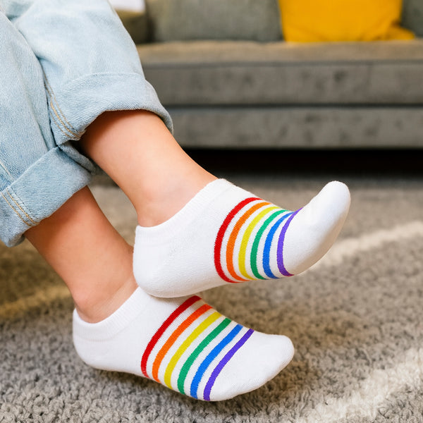 Sock Snob Kids Boys Girls Rainbow Trainer Cotton Socks Colourful Striped Socks