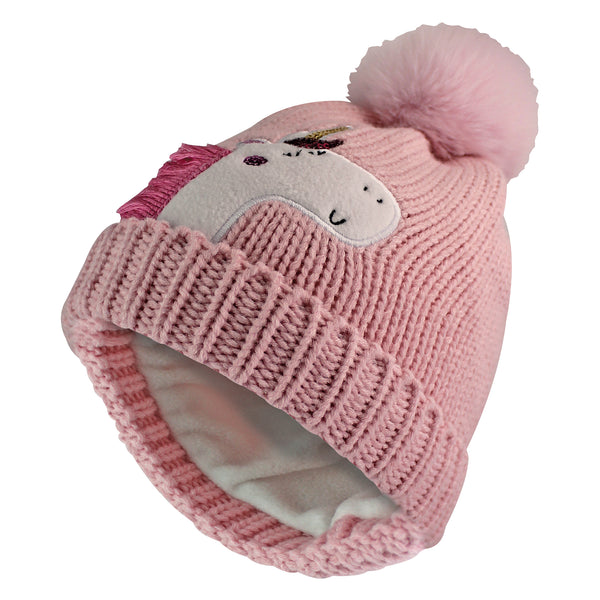 sock snob Kids Unicorn Beanie Hat with Pom Pom | Boys & Girls Winter Hat with Bobble