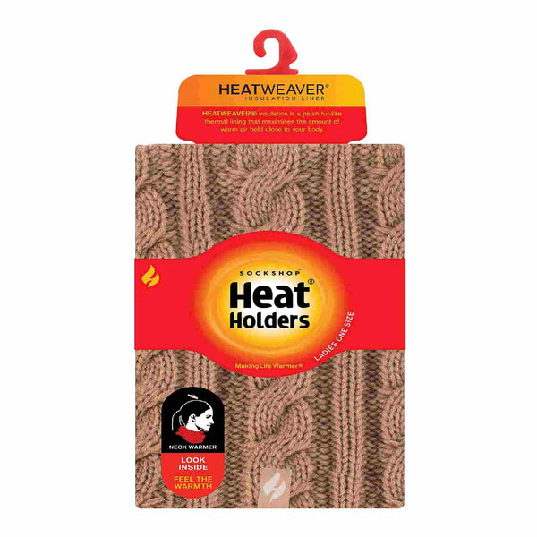 Sock Snob Ladies Cable Knit Winter Fleece Lined Thermal Neck Warmer