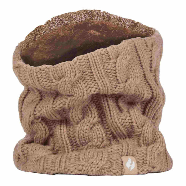 sock snob Ladies Cable Knit Winter Fleece Lined Thermal Neck Warmer