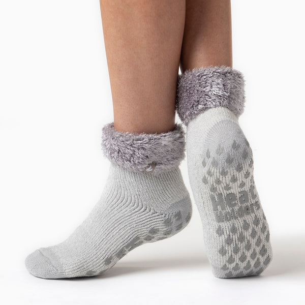 Sock Snob Ladies Non Slip Thermal Low Cut Ankle Slipper Bed Socks With Grips