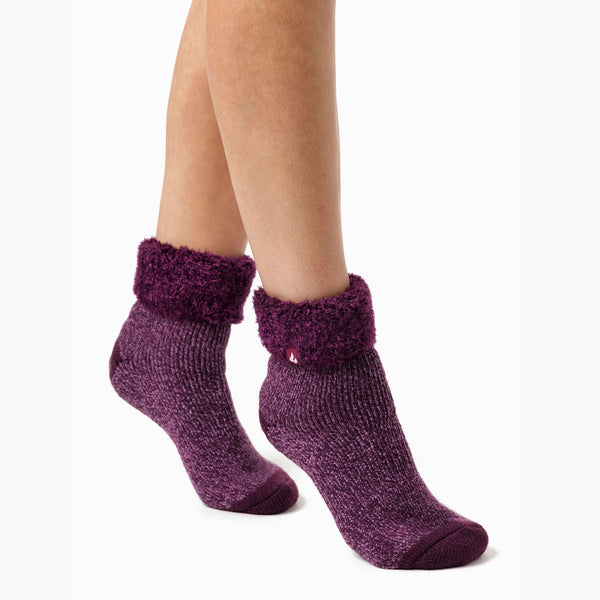 Sock Snob Ladies Non Slip Thermal Low Cut Ankle Slipper Bed Socks With Grips