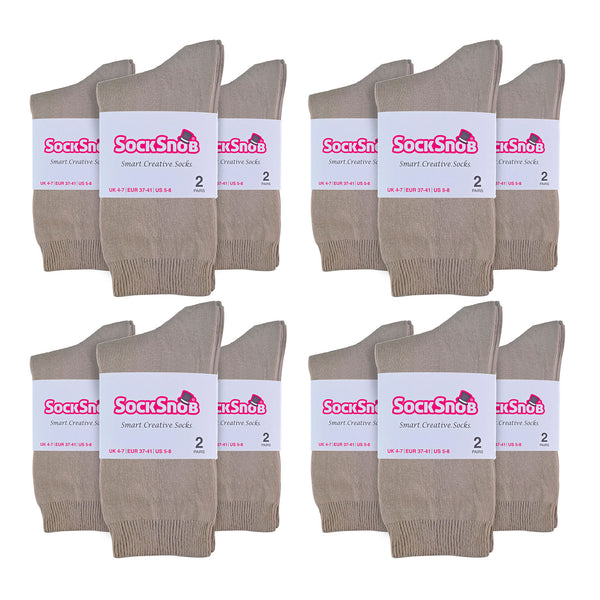 Sock Snob Ladies Plain Coloured Cotton Rich Dress Socks (Multipack Options)