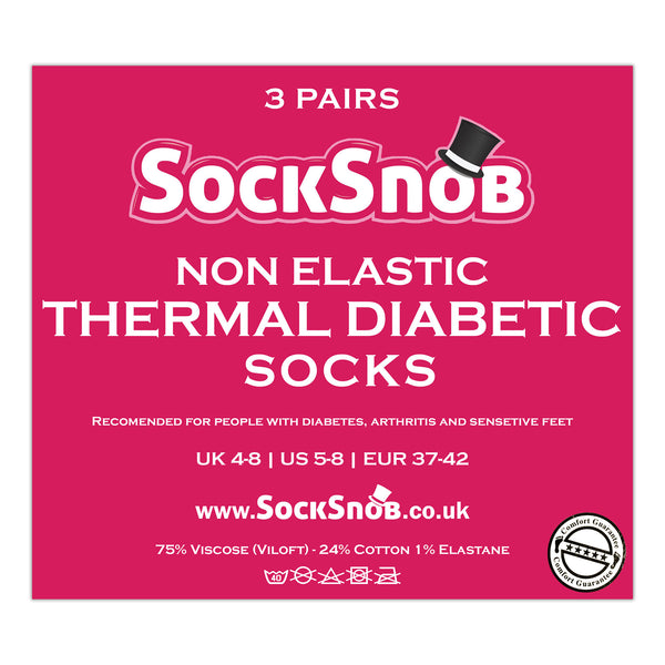 Sock Snob Ladies Thin Non Elastic Thermal Diabetic Socks (Multipack Options)