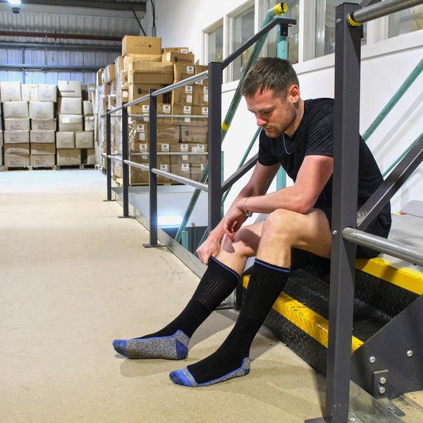 Sock Snob Men's Knee High Bamboo Work Socks For Steel Toe Boots | Anti Sweat Heavy Duty