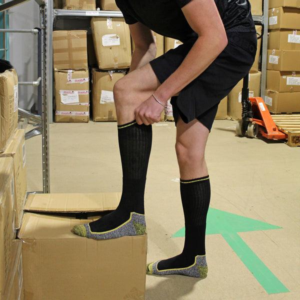 Sock Snob Men's Knee High Bamboo Work Socks For Steel Toe Boots | Anti Sweat Heavy Duty