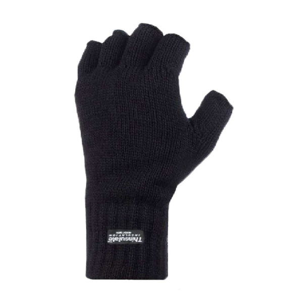 Sock Snob Mens 3M Thinsulate Thermal Insulated Black Fingerless Gloves