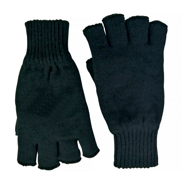 Sock Snob Mens 3M Thinsulate Thermal Insulated Black Fingerless Gloves