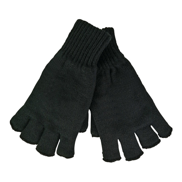 Sock Snob Mens 3M Thinsulate Thermal Insulated Black Fingerless Gloves