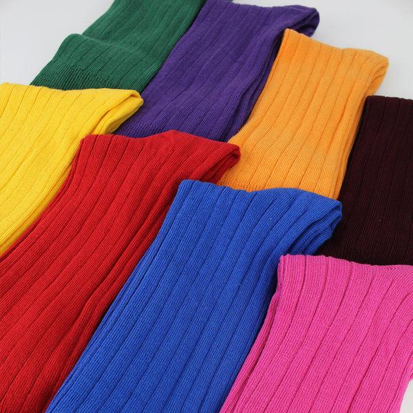 Sock Snob Mens Plain Coloured Cotton Rich Ribbed Dress Socks