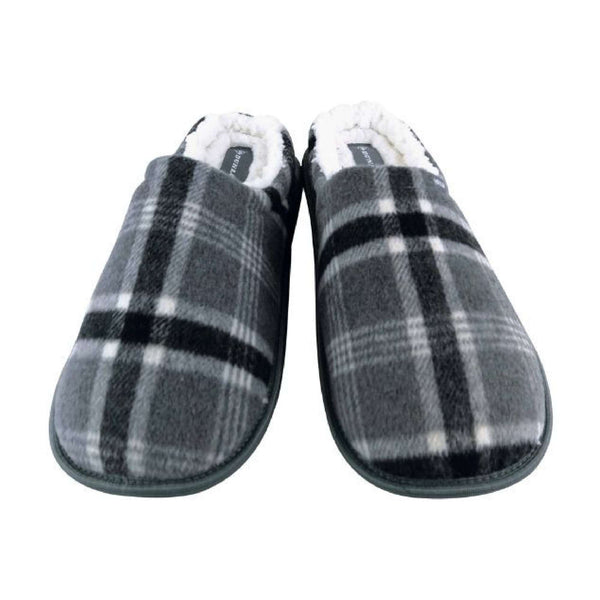 Sock Snob Mens Plush Fleece Lined Slip On Mule Checked Plaid Slippers (6 Sizes)