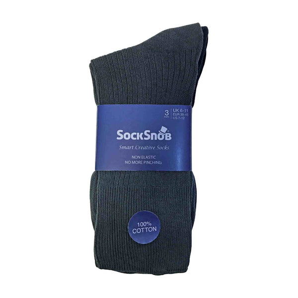 Sock Snob Mens Thin Soft 100% Cotton Non Elastic Dress Socks (Multipack Options)