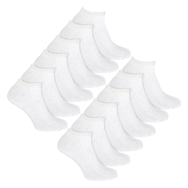 sock snob 12 Pack Kids 100% Cotton Trainer Socks