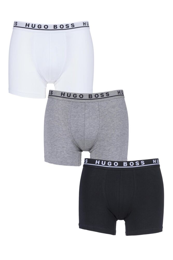 Sockshop BOSSMens Cotton Plain Stretch Longer Leg Boxer Shorts 3-Pack
