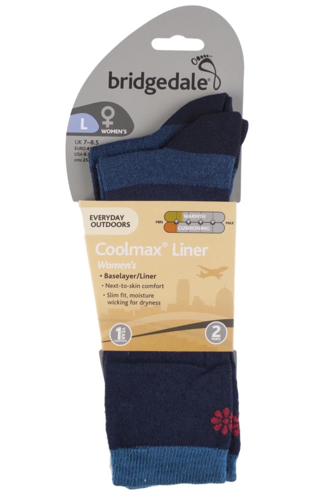 sockshop BridgedaleWomens Coolmax Liners for Extra Comfort & Dryness 2-Pair