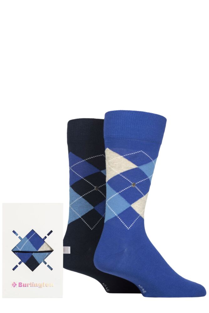 Sockshop BurlingtonMens Cotton Argyle Socks 2-Pair Gift Box