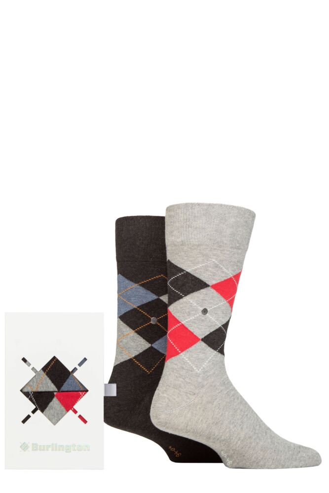 Sockshop BurlingtonMens Cotton Argyle Socks 2-Pair Gift Box