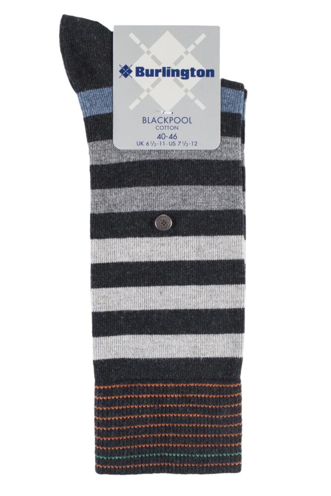 sockshop BurlingtonMens Cotton Blackpool Multi Striped Socks