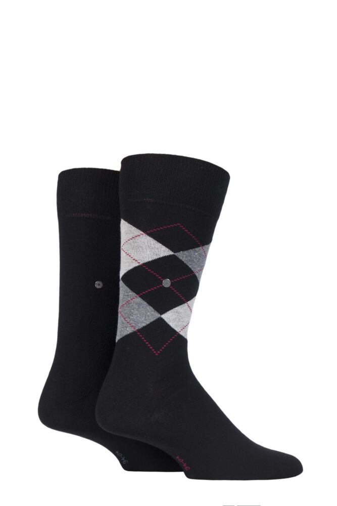 Sockshop BurlingtonMens Cotton Everyday Plain & Argyle Socks 2-Pair