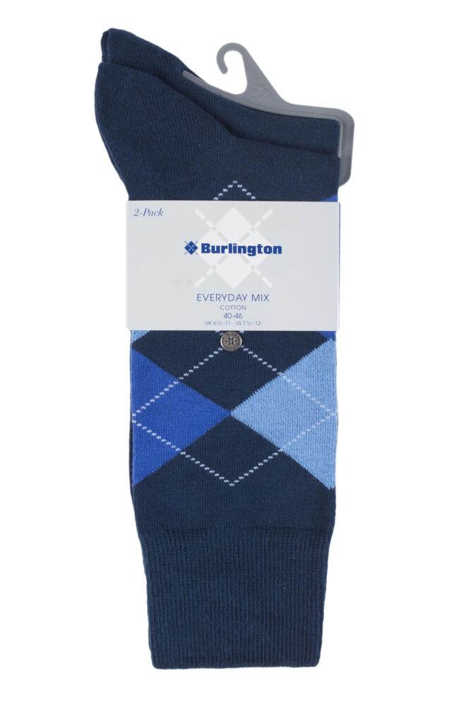 sockshop BurlingtonMens Cotton Everyday Plain & Argyle Socks 2-Pair