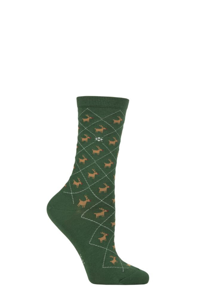 Sockshop BurlingtonWomens Christmas Reindeer Cotton Socks