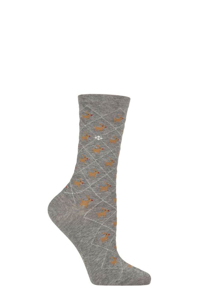 Sockshop BurlingtonWomens Christmas Reindeer Cotton Socks