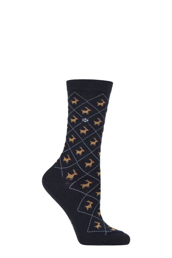 Sockshop BurlingtonWomens Christmas Reindeer Cotton Socks