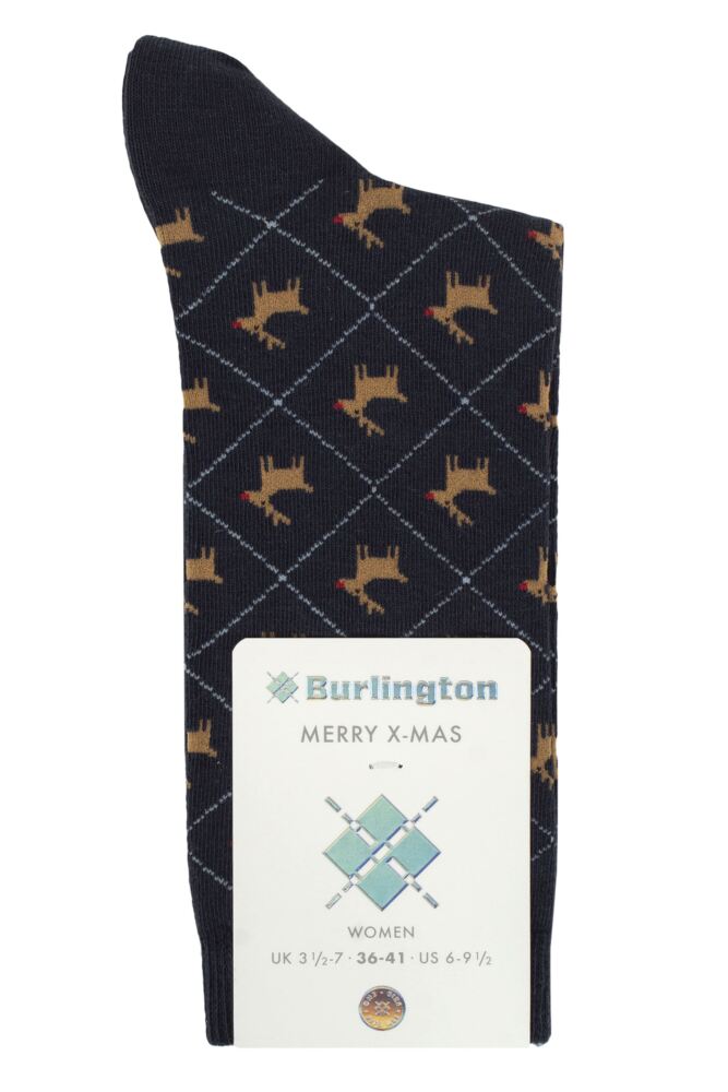 sockshop BurlingtonWomens Christmas Reindeer Cotton Socks