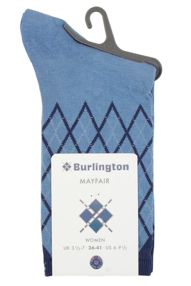 sockshop BurlingtonWomens Cotton Mayfair Argyle Topped Socks
