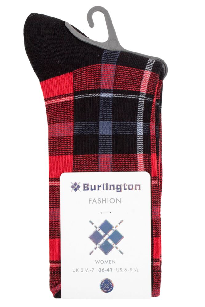 sockshop BurlingtonWomens Cotton Modular Check Tartan Socks