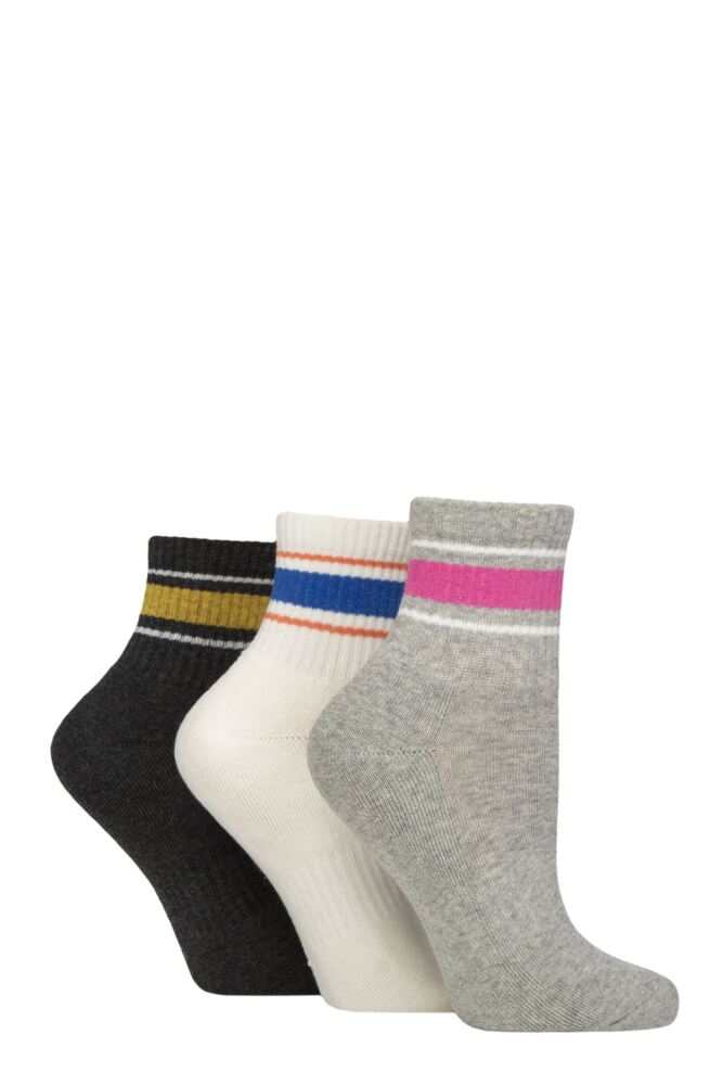 Sockshop Caroline GardnerWomen's Ribbed Sports Quarter Socks – 3 Pair