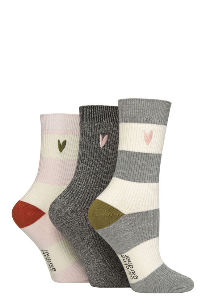 Sockshop Caroline GardnerWomens Bamboo Ribbed Lightweight Lesiure Socks 3-Pair