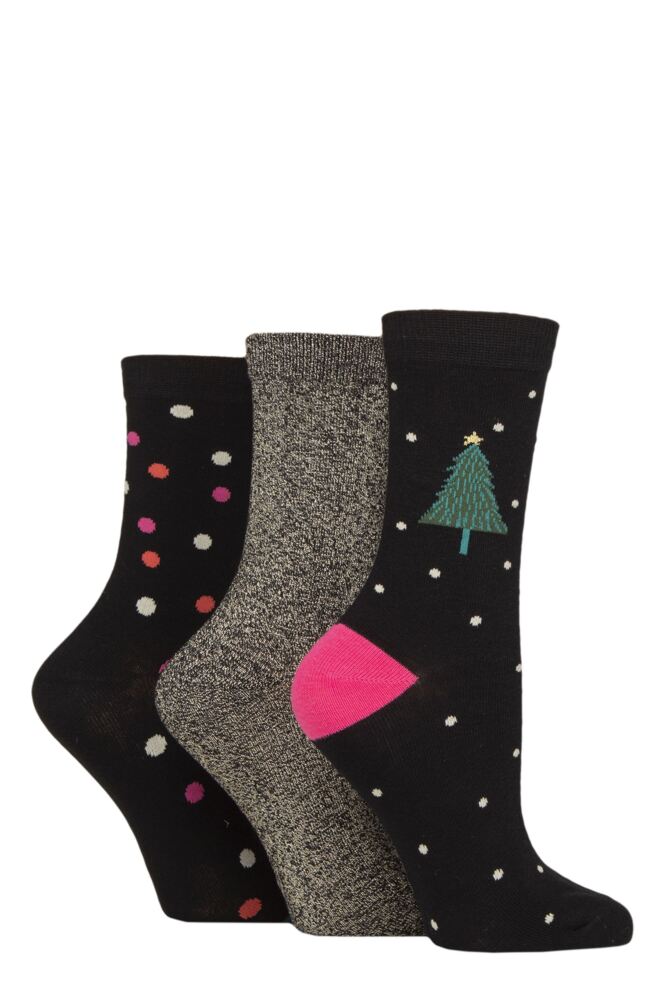 Sockshop Caroline GardnerWomens Cotton Christmas Patterned Socks 3-Pair