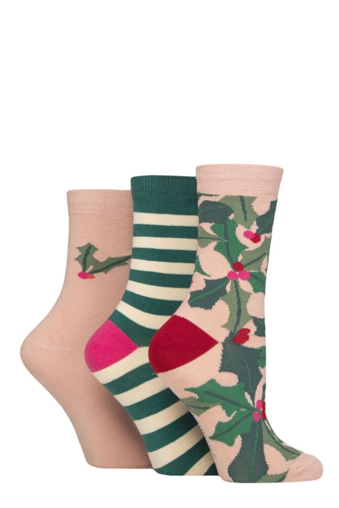Sockshop Caroline GardnerWomens Cotton Christmas Patterned Socks 3-Pair