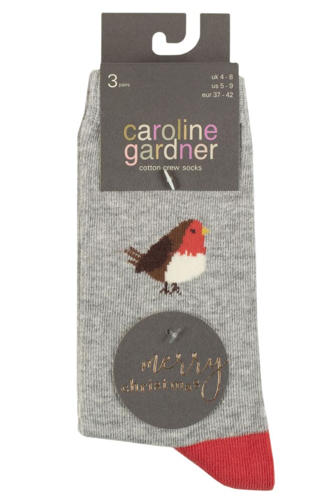 sockshop Caroline GardnerWomens Cotton Christmas Patterned Socks 3-Pair