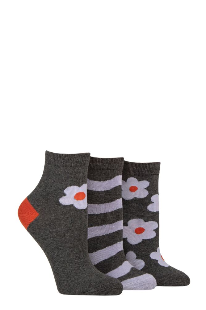 Sockshop Caroline GardnerWomens Cotton Patterned Mid Length Crew Socks 3-Pair