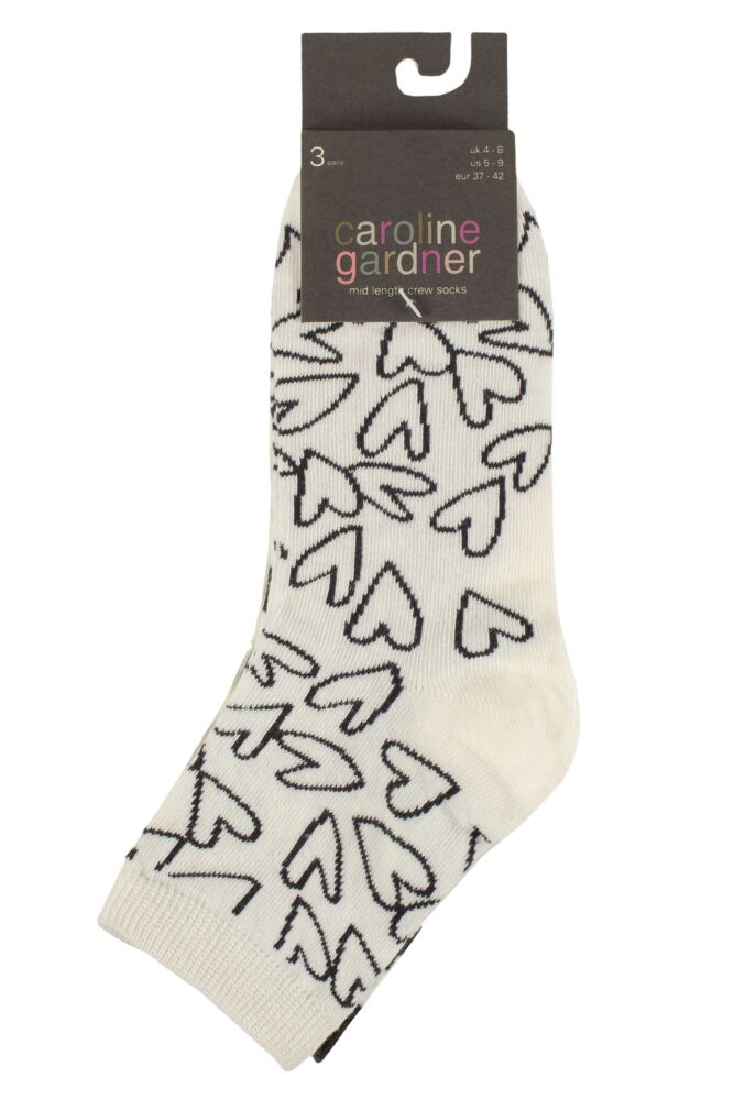 sockshop Caroline GardnerWomens Cotton Patterned Mid Length Crew Socks 3-Pair