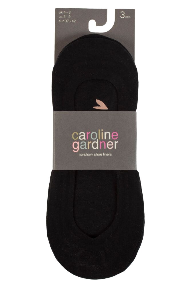 sockshop Caroline GardnerWomens Cotton Plain No-Show Shoe Liners 3-Pair