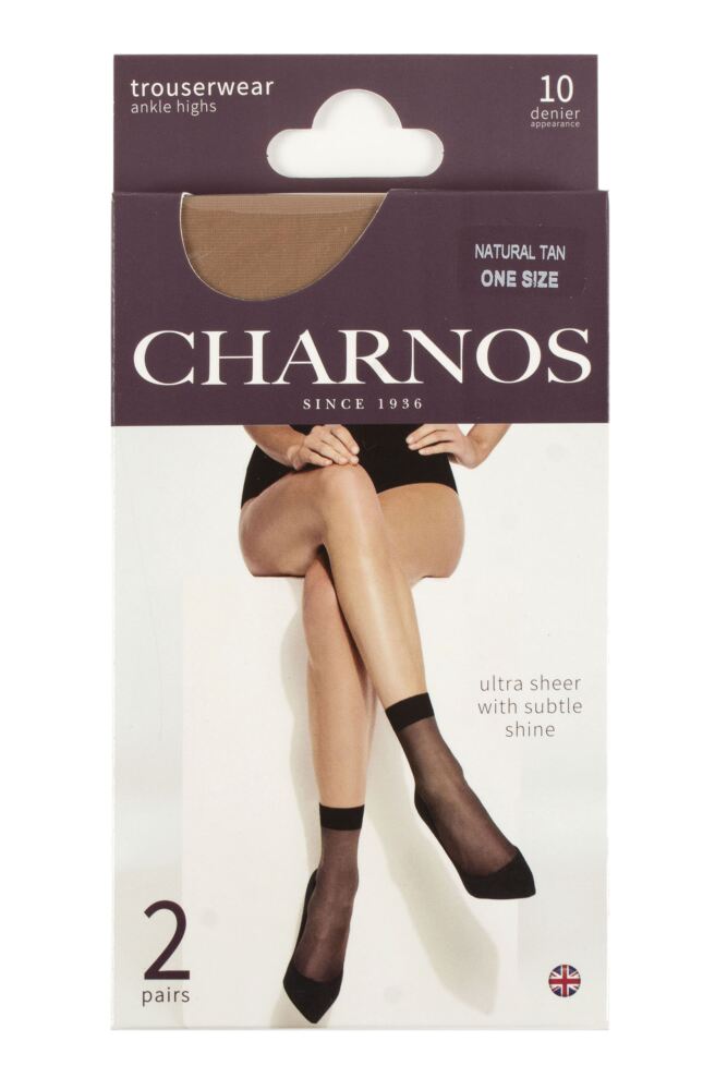sockshop CharnosWomens 10 Denier Sheer Ankle Highs 2-Pair