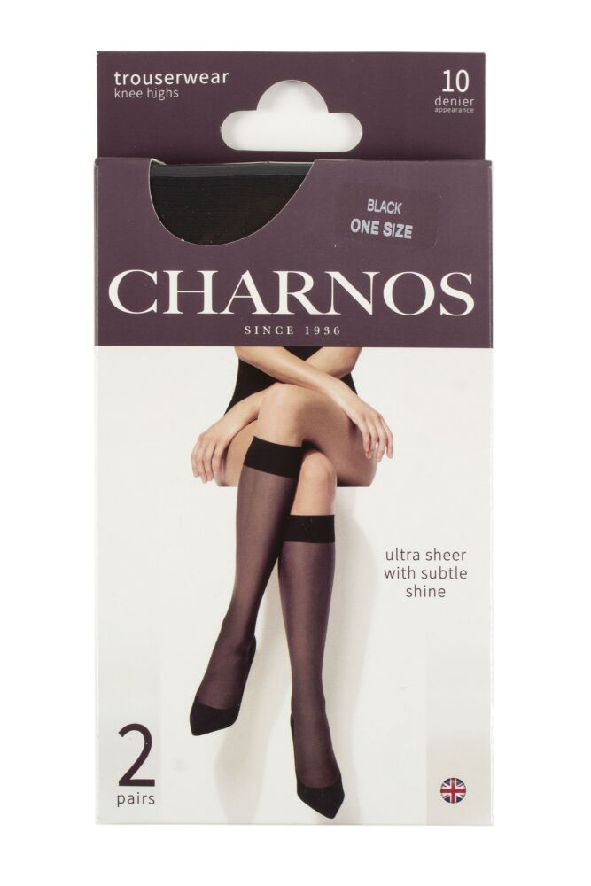 sockshop CharnosWomens 10 Denier Sheer Knee Highs 2-Pair