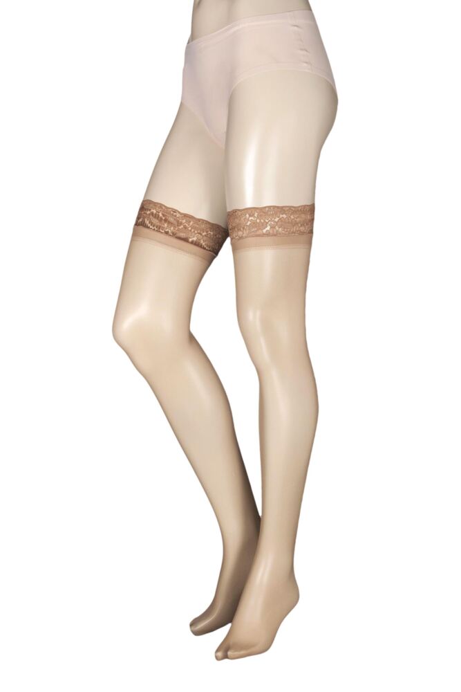 Sockshop CharnosWomens 15 Denier 24/7 Lace Top Hold Up 2-Pair