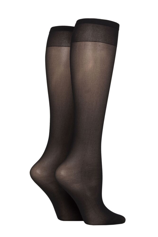 Sockshop CharnosWomens 15 Denier Plus Size Knee Highs 2-Pair