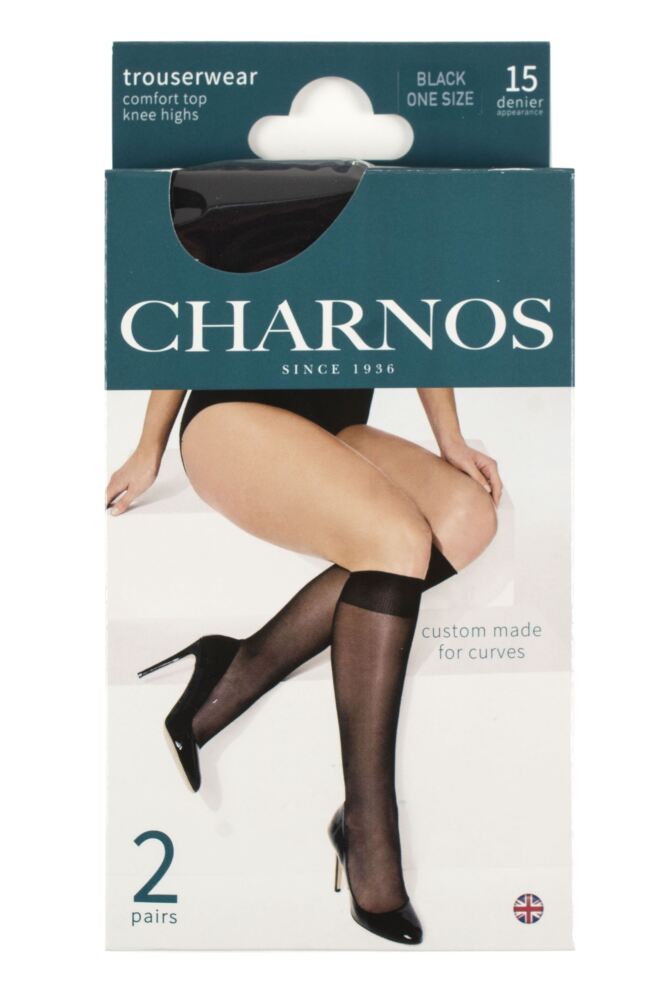 sockshop CharnosWomens 15 Denier Plus Size Knee Highs 2-Pair