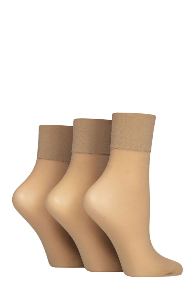 Sockshop CharnosWomens 15 Denier Sheer Ankle Highs 3-Pair