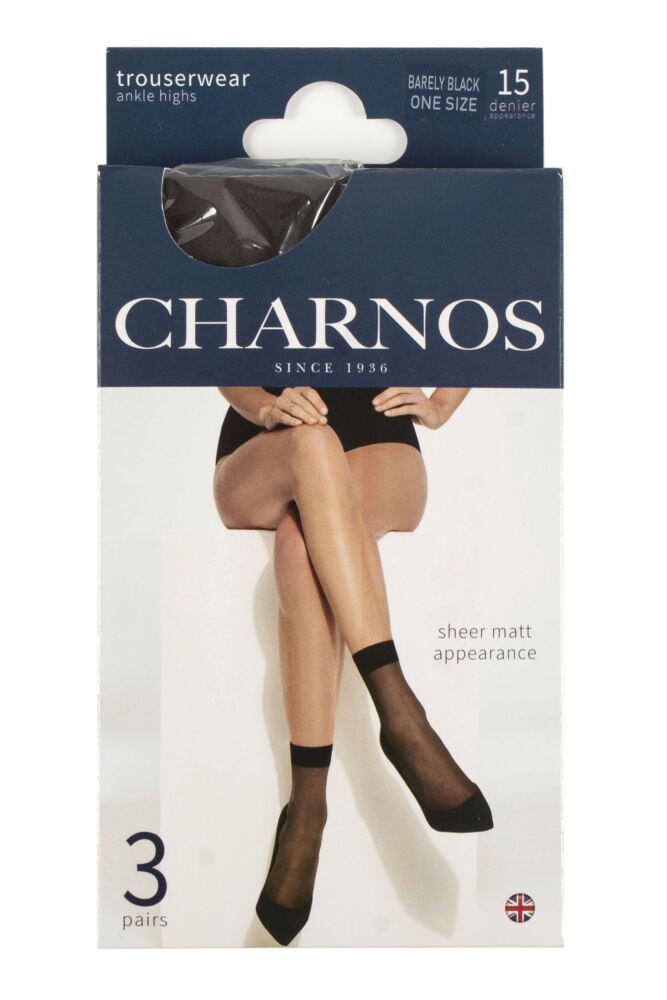 sockshop CharnosWomens 15 Denier Sheer Ankle Highs 3-Pair