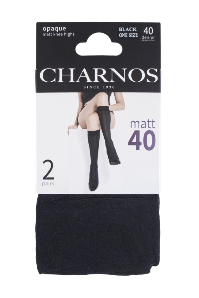 sockshop CharnosWomens 40 Denier Matt Knee Highs 2-Pair