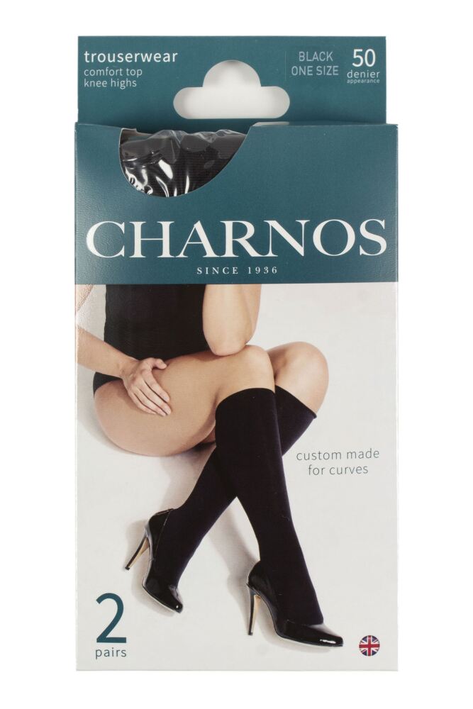 sockshop CharnosWomens 50 Denier Plus Size Knee Highs 2-Pair